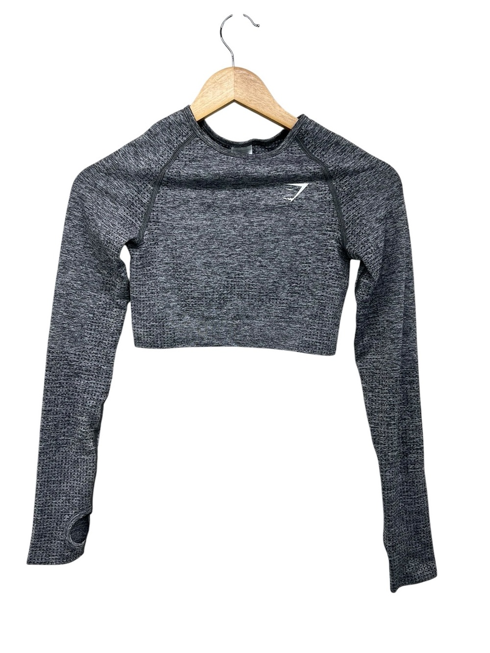 Gymshark Charcoal Seamless Long Sleeve Crop Top Womens Small